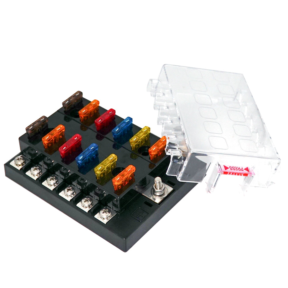 12 Way Blade ATO/ATC/ATS Fuse Block for RV SUV Car Truck Boat - GenuineMarine