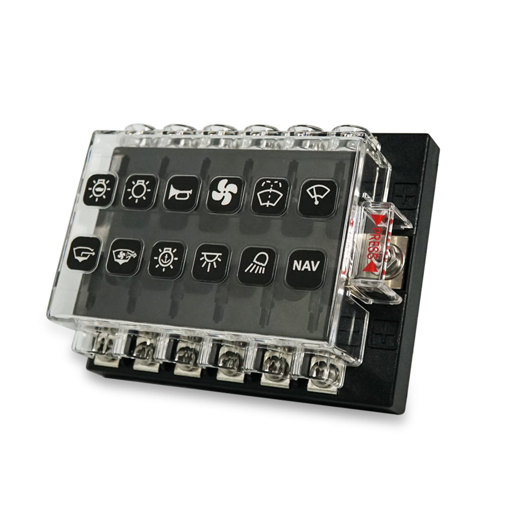 12 Way Blade ATO/ATC/ATS Fuse Block for RV SUV Car Truck Boat - GenuineMarine