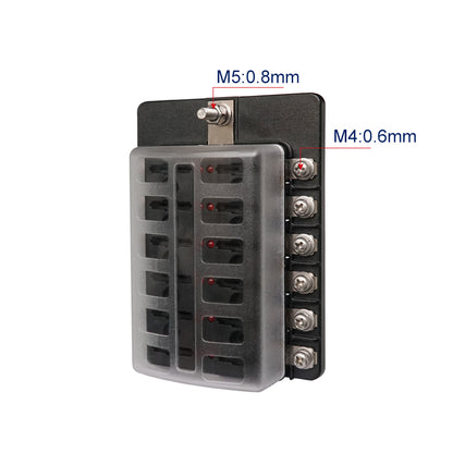 12 Circuit Waterproof Fuse Box Holder with LED Indicator - GenuineMarine