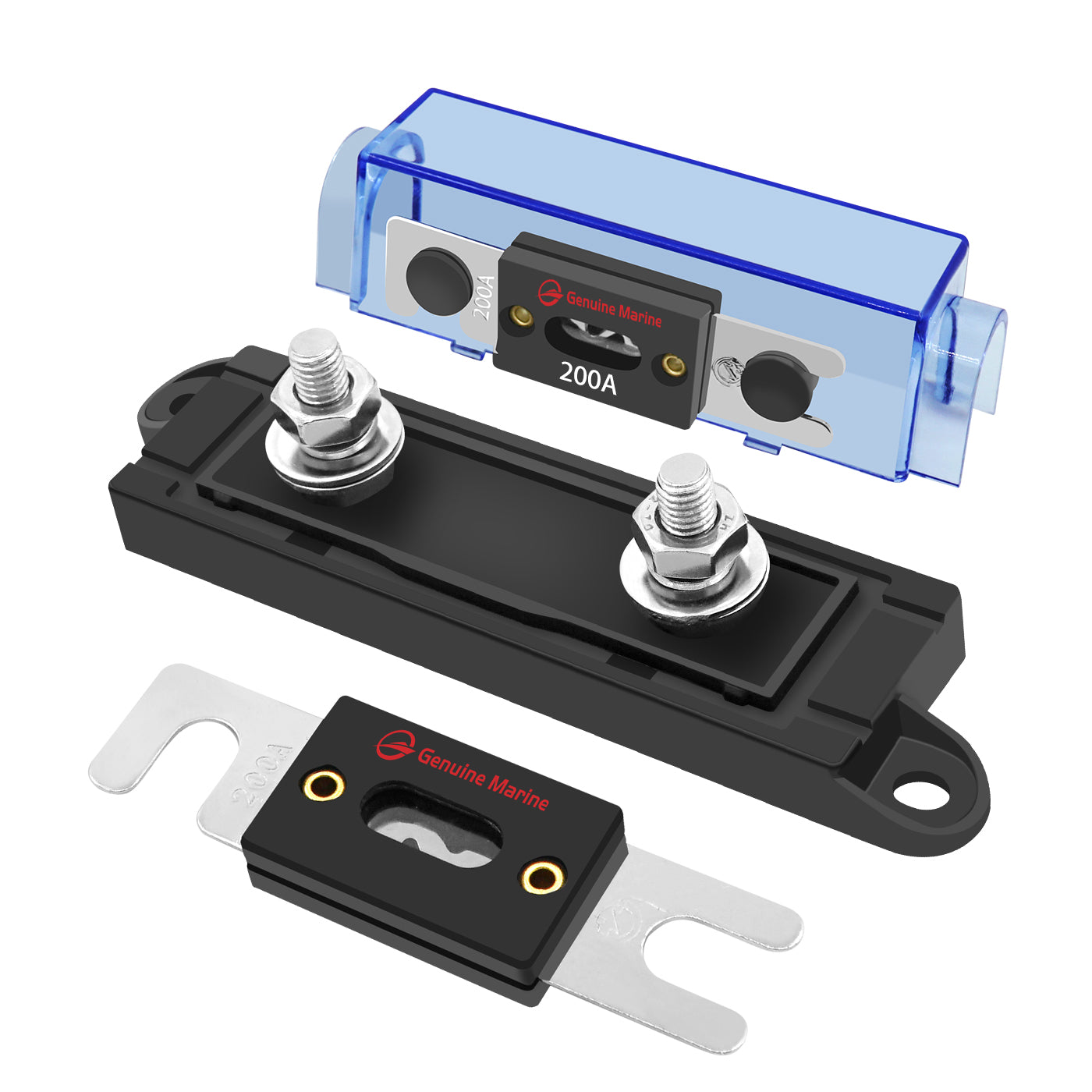 ANL Fuse Block Holder + Forkbolt ANL Fuse for Ship Boat Automotive Truck(2PCS 200A Fuse) - THALASSA