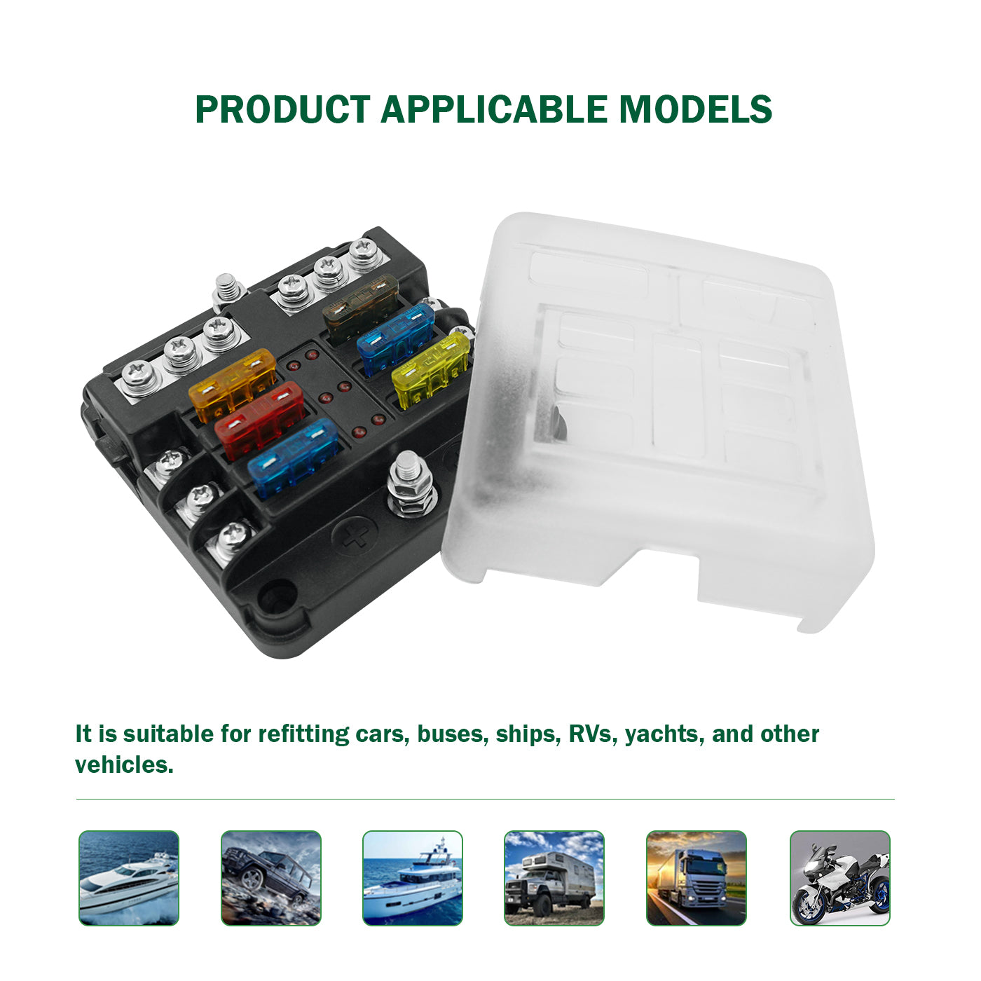 Genuine Marine 6 Circuit Standard Blade Fuse Holder Fuses Box for RVs Yacht Boat - THALASSA