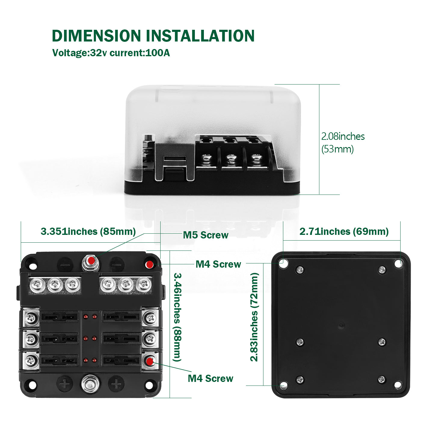 6 Way Blade ATO/ATC Fuse Blocks with Negative Bus Fuse Box, Protection Cover, Bolt Connect Terminals, Labels Sticker for Automotive Car Marine RV Truck(12 PCS Fuses) - THALASSA