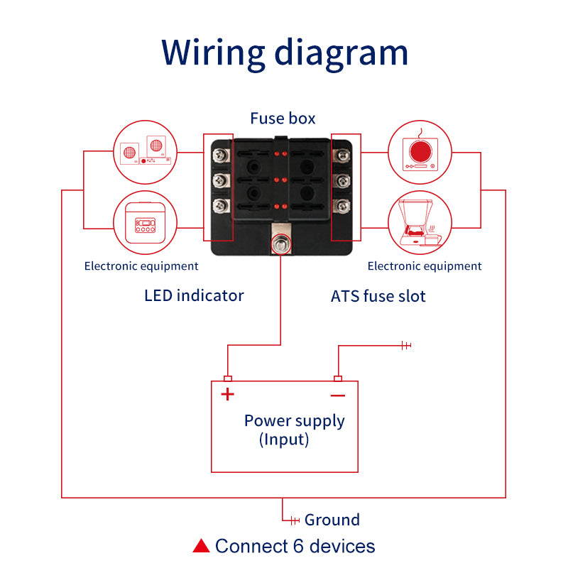 6 Way Fuse Block Bolt Terminal ATS For Car Boat Marine - GenuineMarine