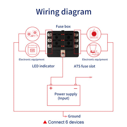 6 Way Fuse Block Bolt Terminal ATS For Car Boat Marine - GenuineMarine
