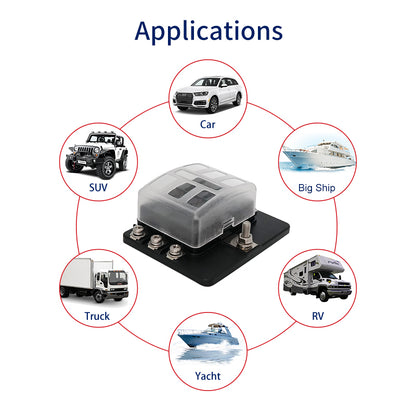 6 Way Fuse Block Bolt Terminal ATS For Car Boat Marine - GenuineMarine