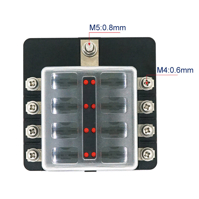 8 Position ST Fuse Block Bolt Terminal ATC/ATO/ATS Waterproof - GenuineMarine
