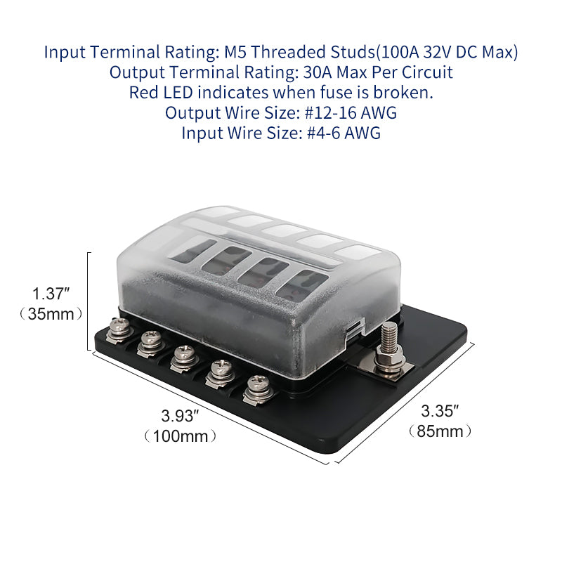 100A ST 10 Bit Blade Fuse Box Bolt Terminal - GenuineMarine