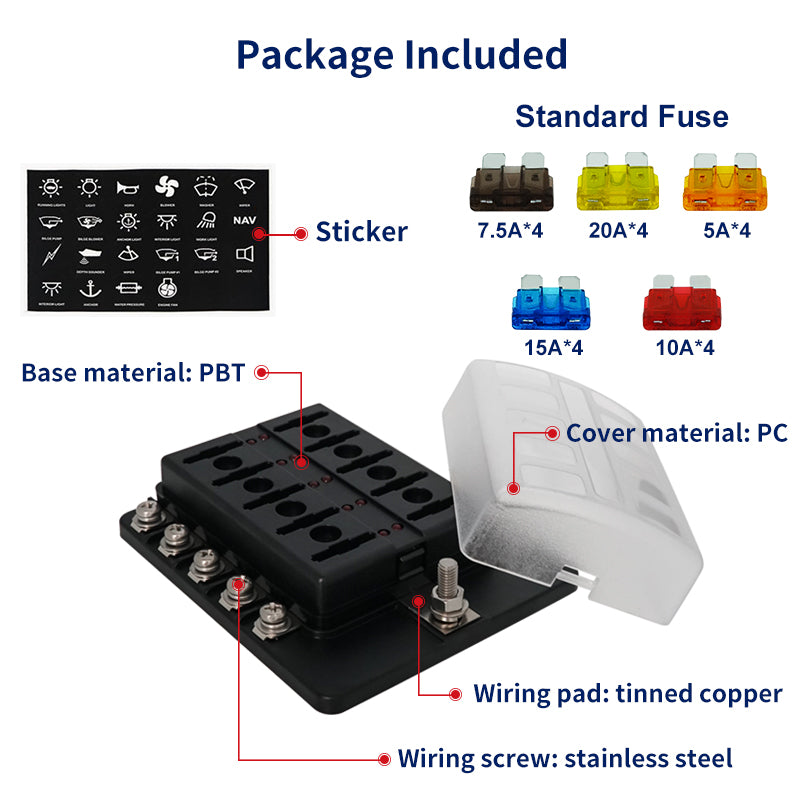 100A ST 10 Bit Blade Fuse Box Bolt Terminal - GenuineMarine