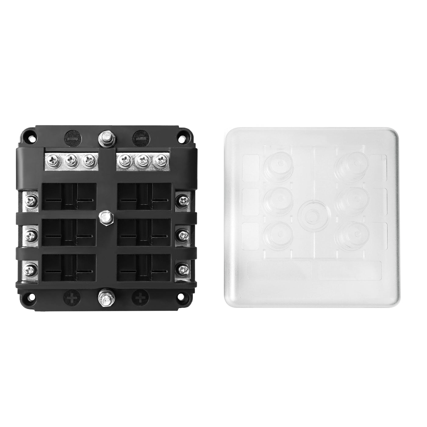 LENKRAD 6 Way Blade Fuse Box W/Negative Bus for ATC/ATO Fuse Box with Ground, LED Indicator & Protection Cover, 10-30V DC - THALASSA