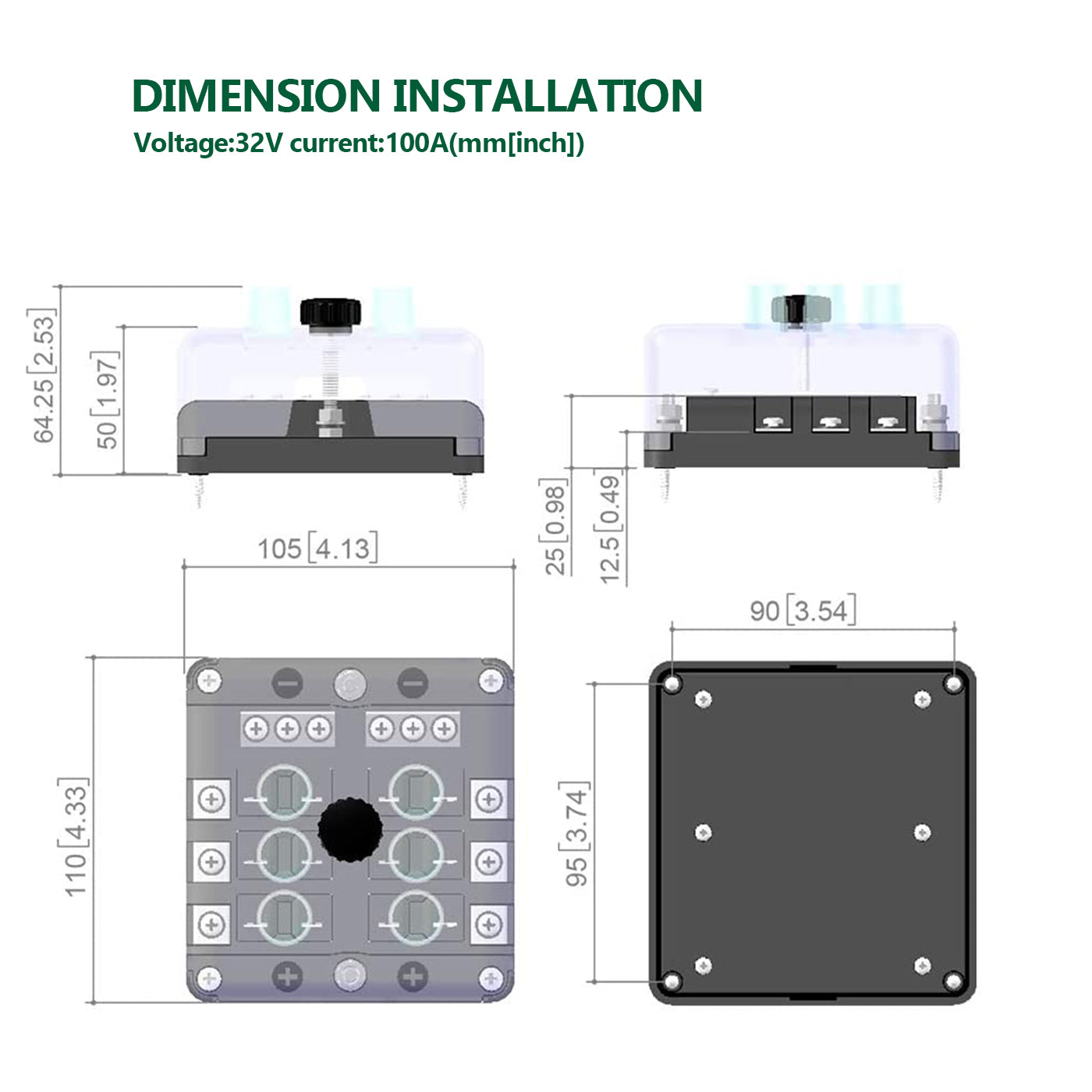 LENKRAD 6 Way Blade Fuse Box W/Negative Bus for ATC/ATO Fuse Box with Ground, LED Indicator & Protection Cover, 10-30V DC - THALASSA