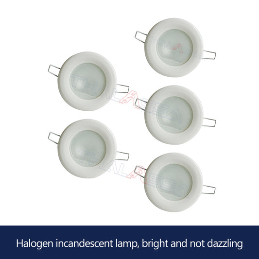 GenuineMarine 5 piece of 12V/24V 3W Circlip Type Recessed Round LED Embedded Wall/Ceiling Panel Light Warm White Lamp for Boat RV Camper - GenuineMarine