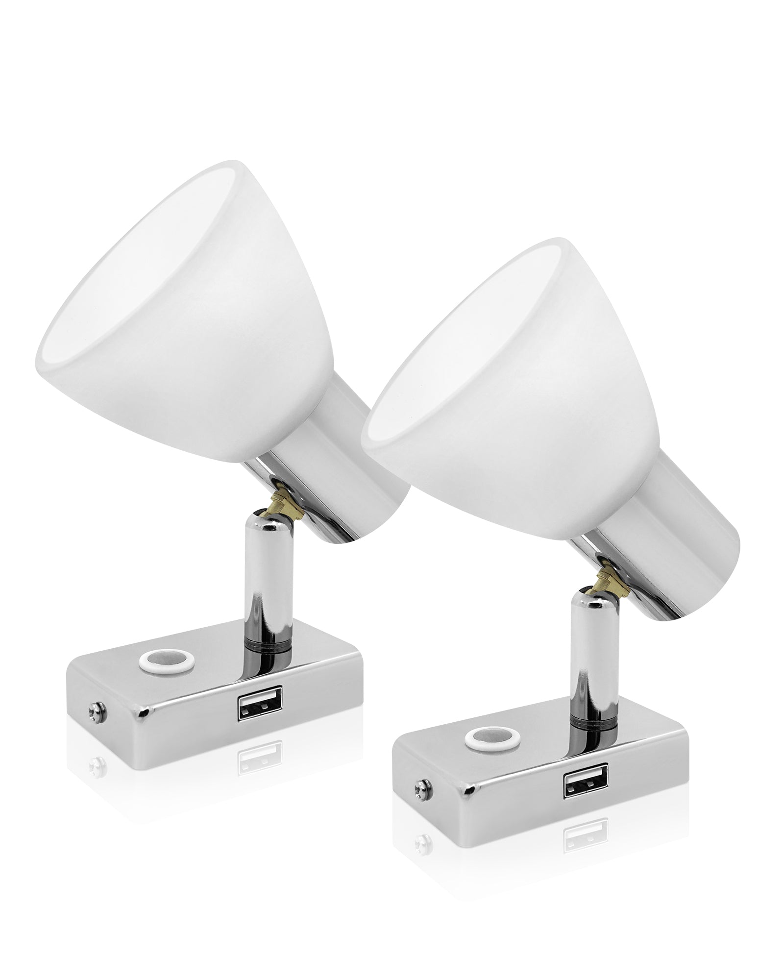 THALASSA 2 Packs RV Reading Light with USB Port(5V/2A), RV Lights Interior Frosted Glass Shade for Boat Yacht Caravan, Touch Switch Dimmable, USB Charger(Nickel) - THALASSA