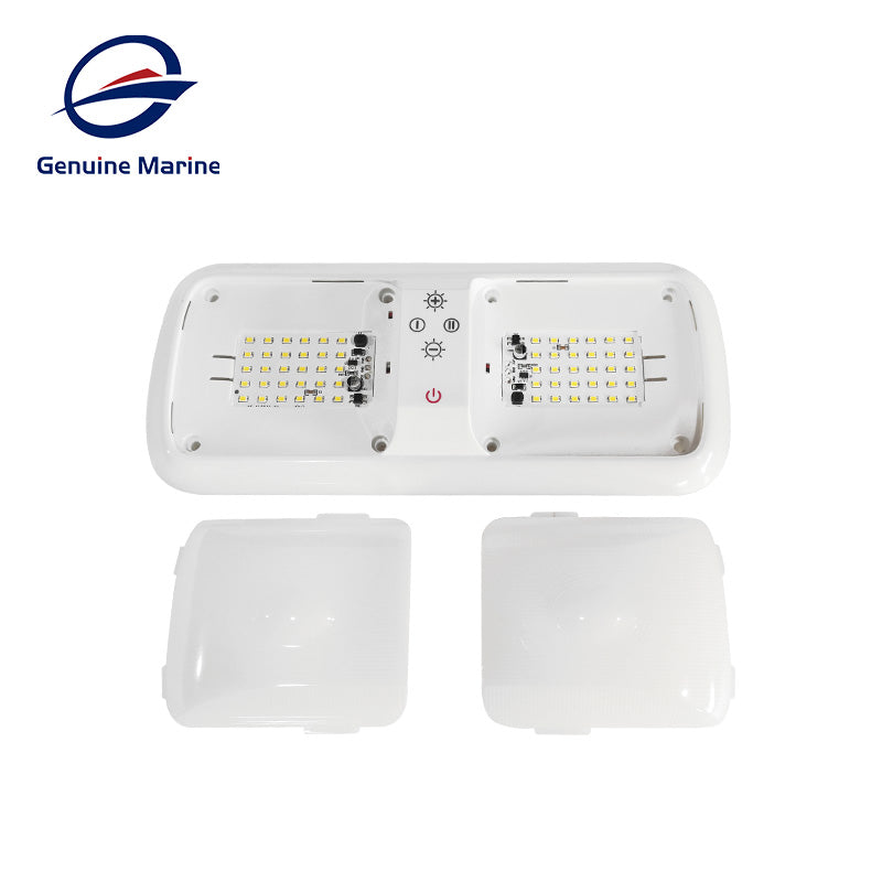 THALASSA RV LED Ceiling Double Dome Touch Light - Surface Mount Dimmable Interior Lighting for Car RV Trailer Camper Boat (12V, 7W, Natural White 4000-4500K) - GenuineMarine