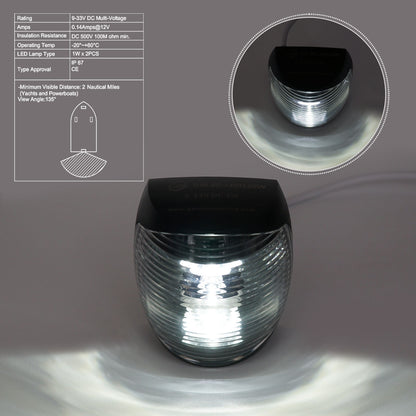 2 NM White LED 135° Stern Light+3 NM Bi-Color LED (Green and Red) 225° Boat Navigation Light, US Coast Guard, ABYC A-16 and CE Certifications – Operates at 12V/24V IP67 - THALASSA