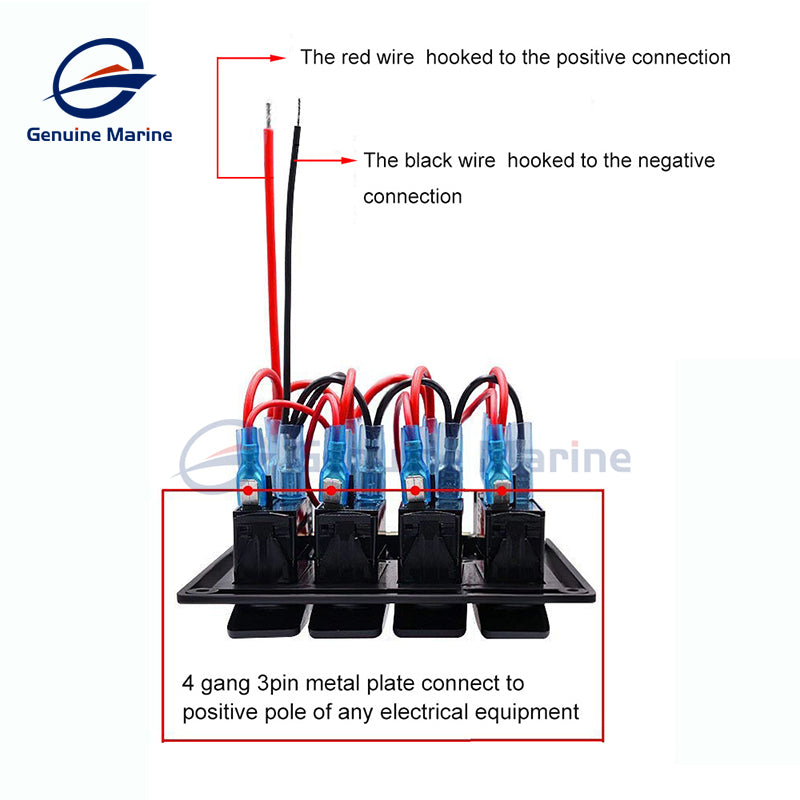 4/6/8 Gang Rocker Switch Panel Waterproof with Fuse - GenuineMarine