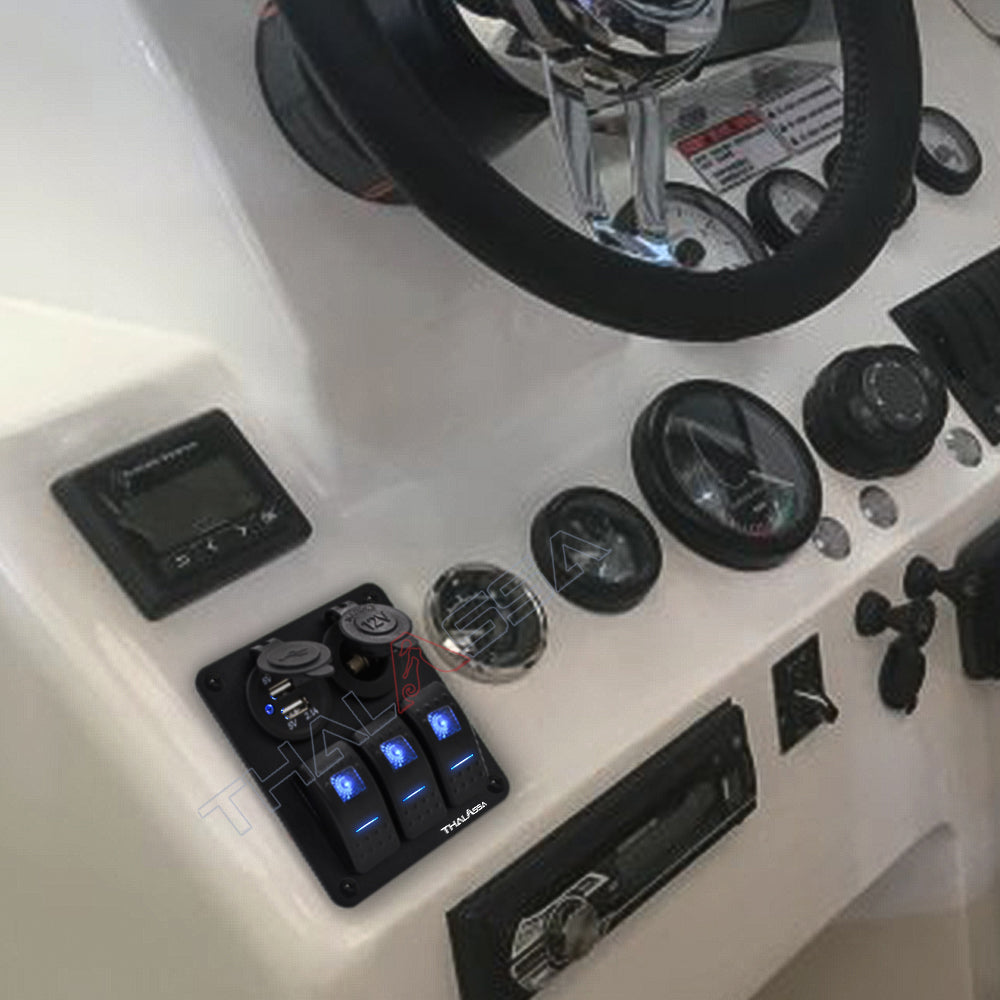 3-Position Switch,Yacht, RV Accessories, Waterproof Switch Panel, Multi-Function Aluminum Alloy Panel - GenuineMarine