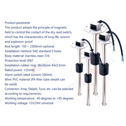 GenuineMarine S5 Oil Water Level Sensor Detection Switch 316 Stainless Steel  Probe Detect Controller for RVs Yacht Car Van - GenuineMarine