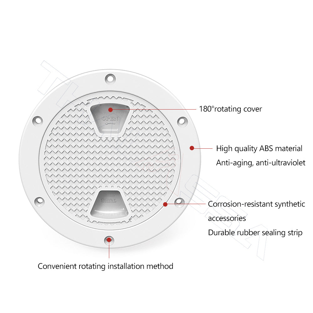 GenuineMarine-THALASSA 4/6/8 inch Round & Square Inspection Port Deck Cover Hatch Hand hole Cover Yacht Official Boat Speedboat Motorhome - GenuineMarine