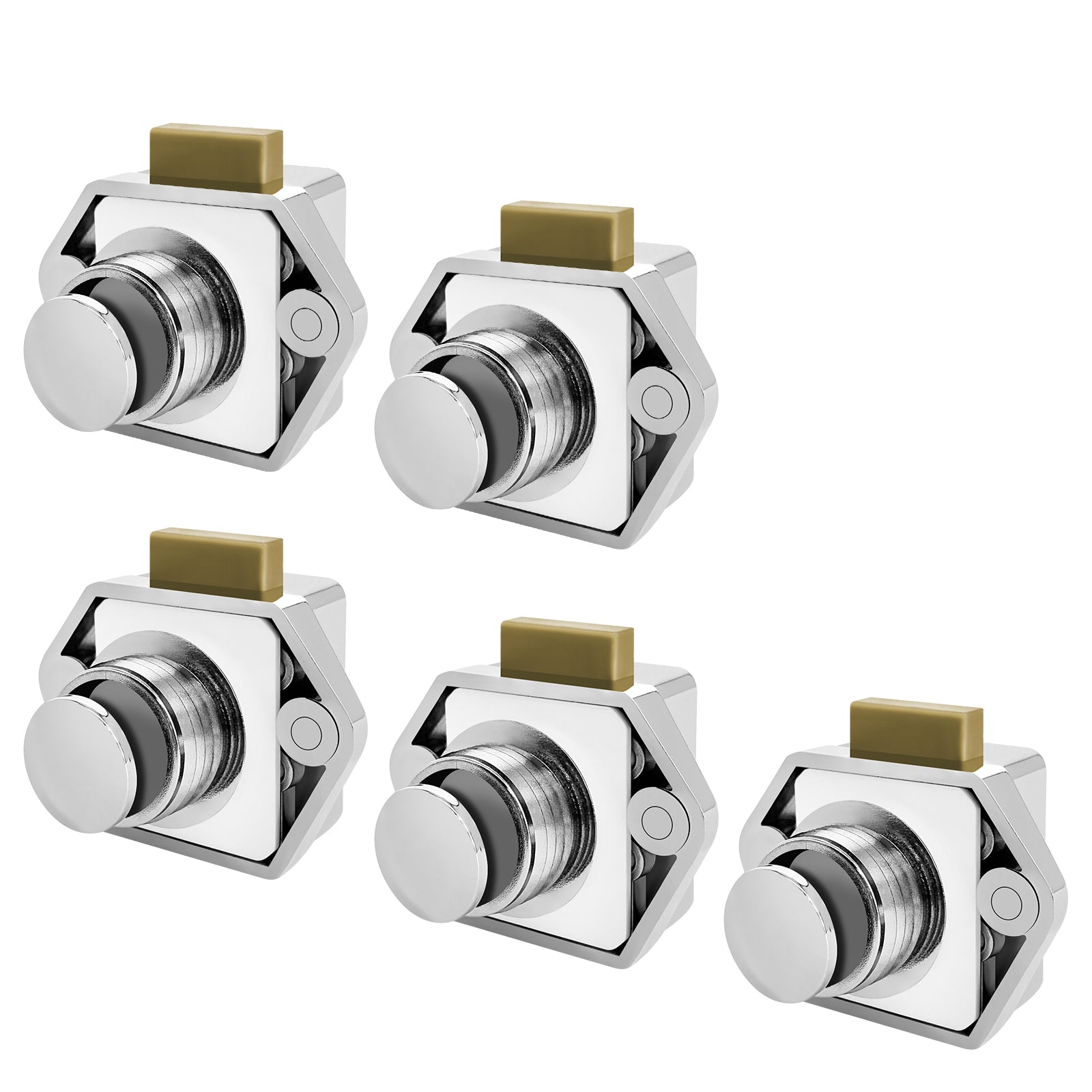 LENKRAD Push Button Latch Door Catch Keyless Push Button, Push Button Cabinet Knobs for RV Yachts Motorhome Camper Caravan(5 Packs) - THALASSA