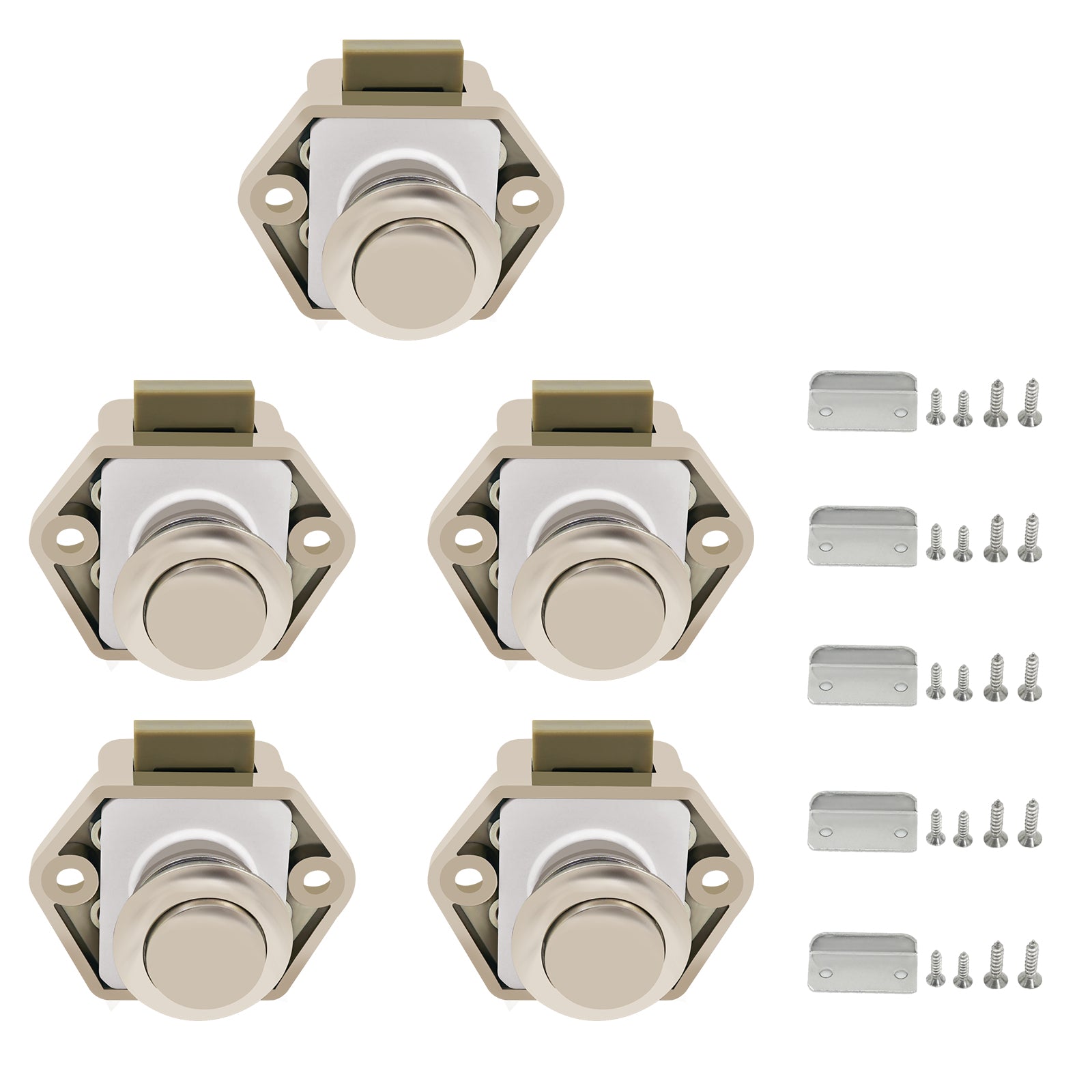 Push Button Console Tv LENKRAD 5 Packs Push Button Latch Door Latch, Nickel Push Button Cabin ...