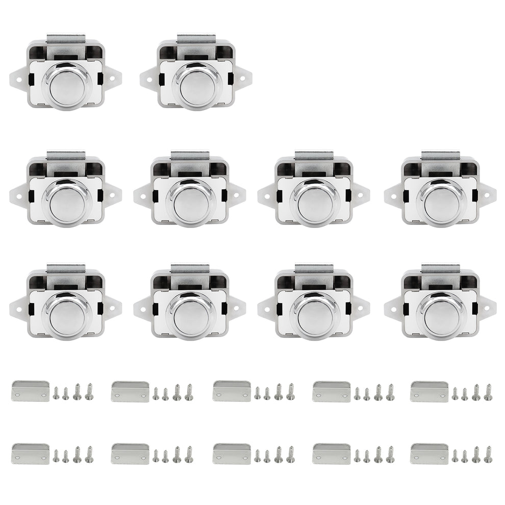 LENKRAD 10 Packs Push Button Knobs Keyless Push Button, Chrome