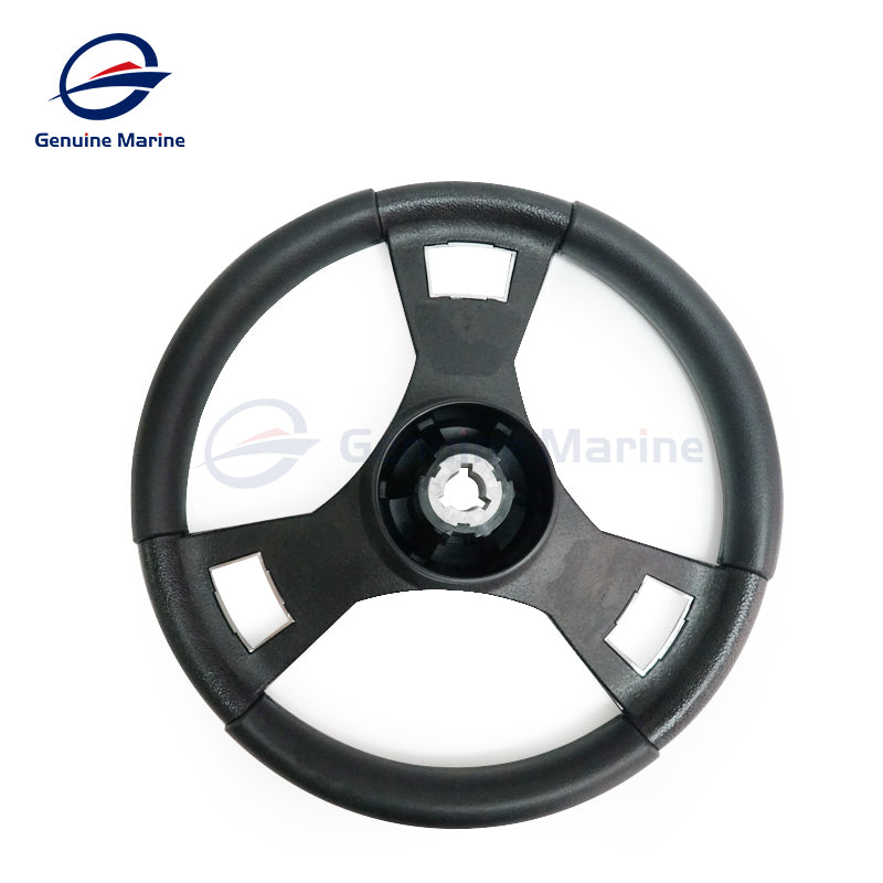 Genuine Marine Durable 350mm 3/4'' Steering Wheel with Matte Chromed Spokes for Marine Canoe Kayak Boat Yacht Dinghy Accessories - GenuineMarine