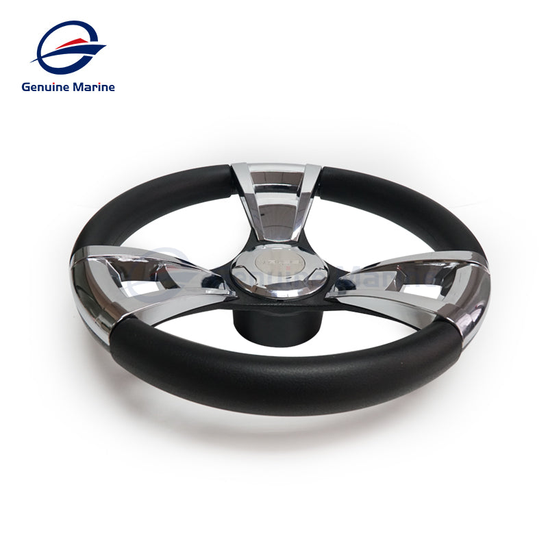 Genuine Marine Durable 350mm 3/4'' Steering Wheel with Matte Chromed Spokes for Marine Canoe Kayak Boat Yacht Dinghy Accessories - GenuineMarine