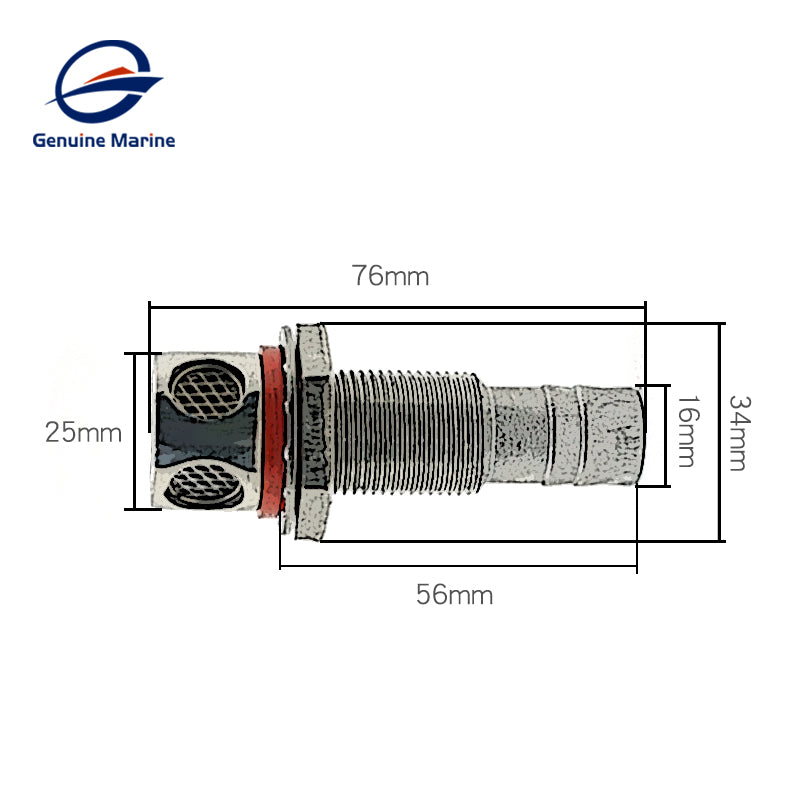 GenuineMarine 316 Stainless Steel Fuel Tank Straight out Vent Exhaust Port Marine hardware - GenuineMarine