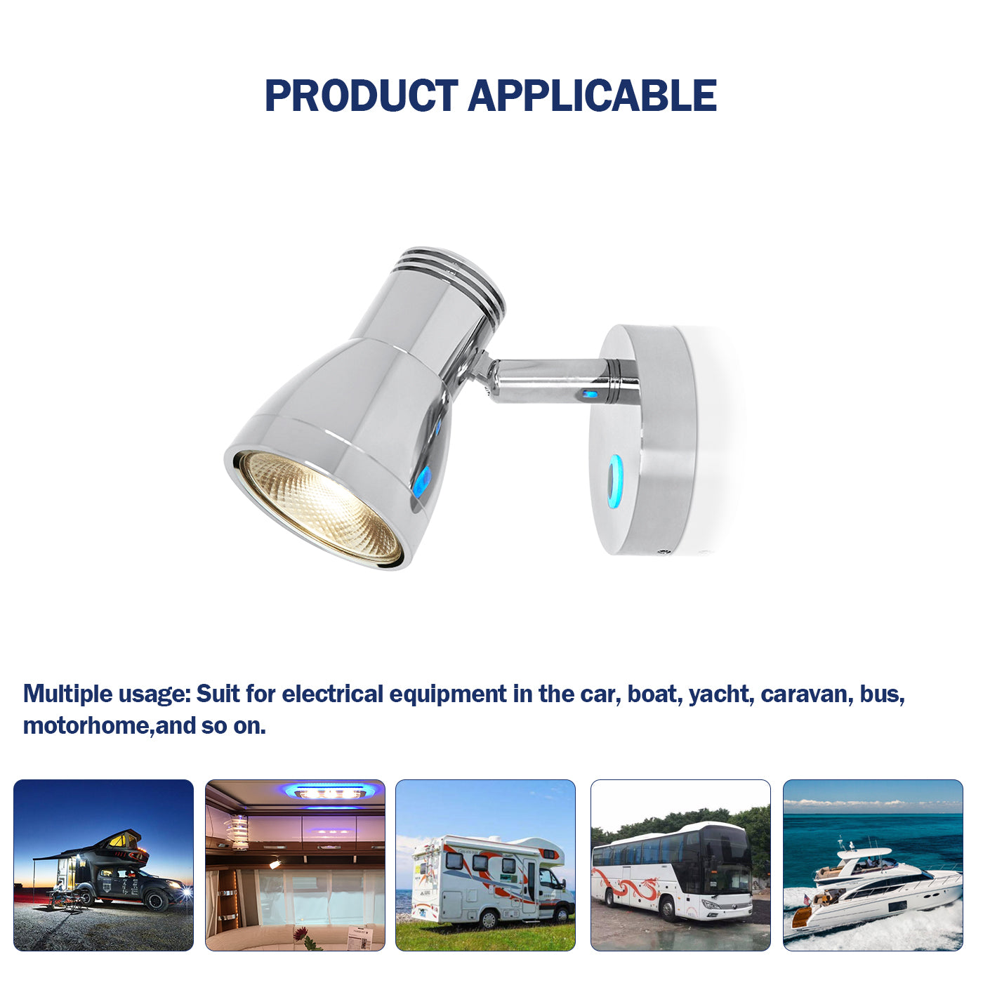 THALASSA 12V24V Touch Switch LED Reading Light Wall Lamp with/without USB for Yatch Boat RV - THALASSA