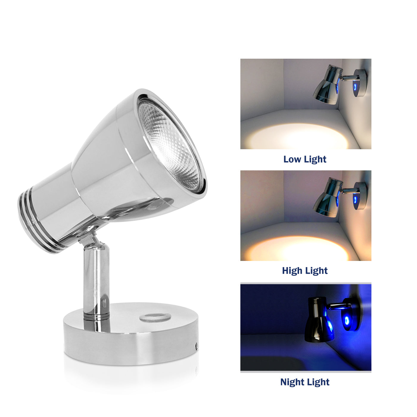 THALASSA 12V24V Touch Switch LED Reading Light Wall Lamp with/without USB for Yatch Boat RV - THALASSA