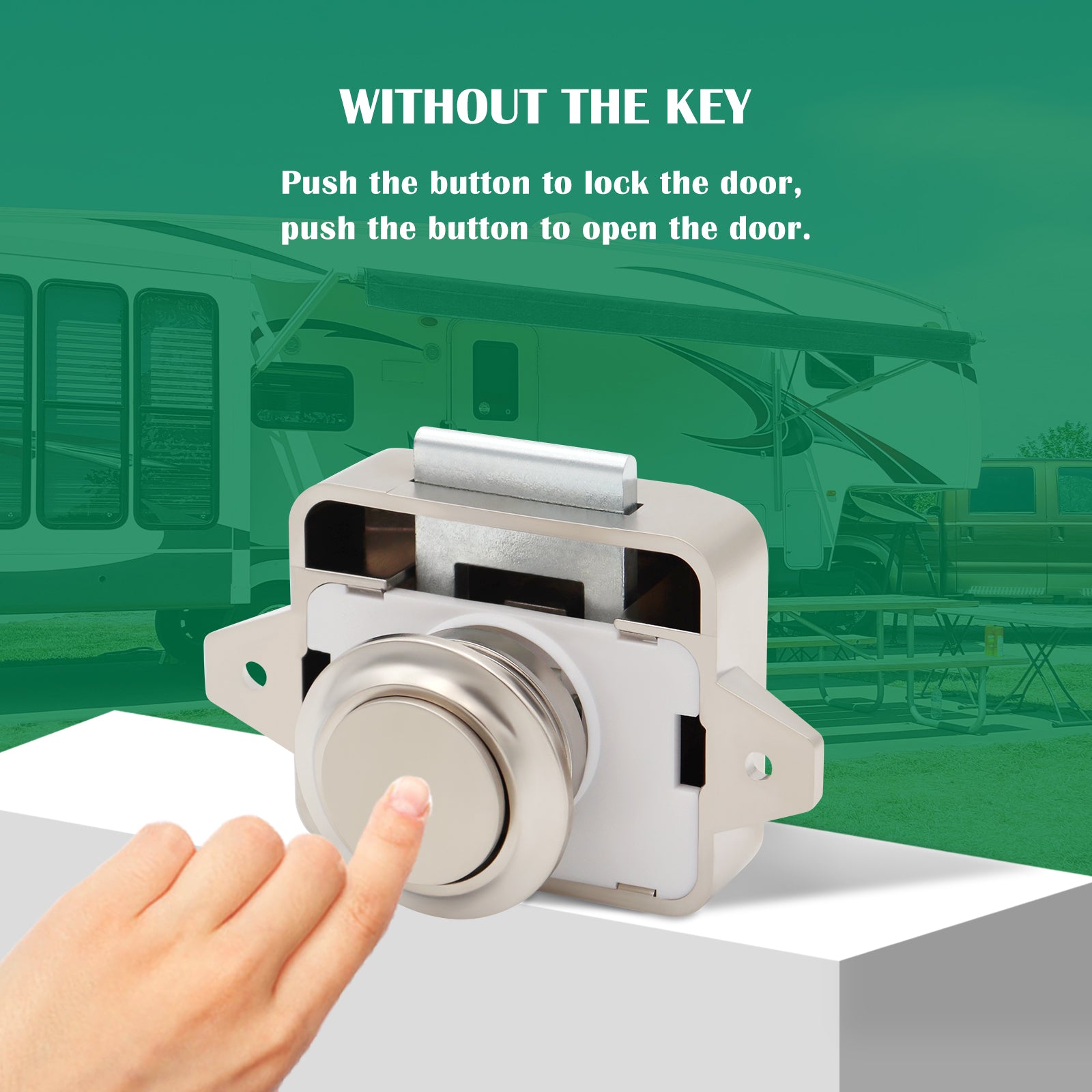 LENKRAD 10 Packs Push Button Latch for cabinets Keyless Push Button, Nickel Push Button Cabinet Door Latch for RV Motorhome Camper Caravan - THALASSA