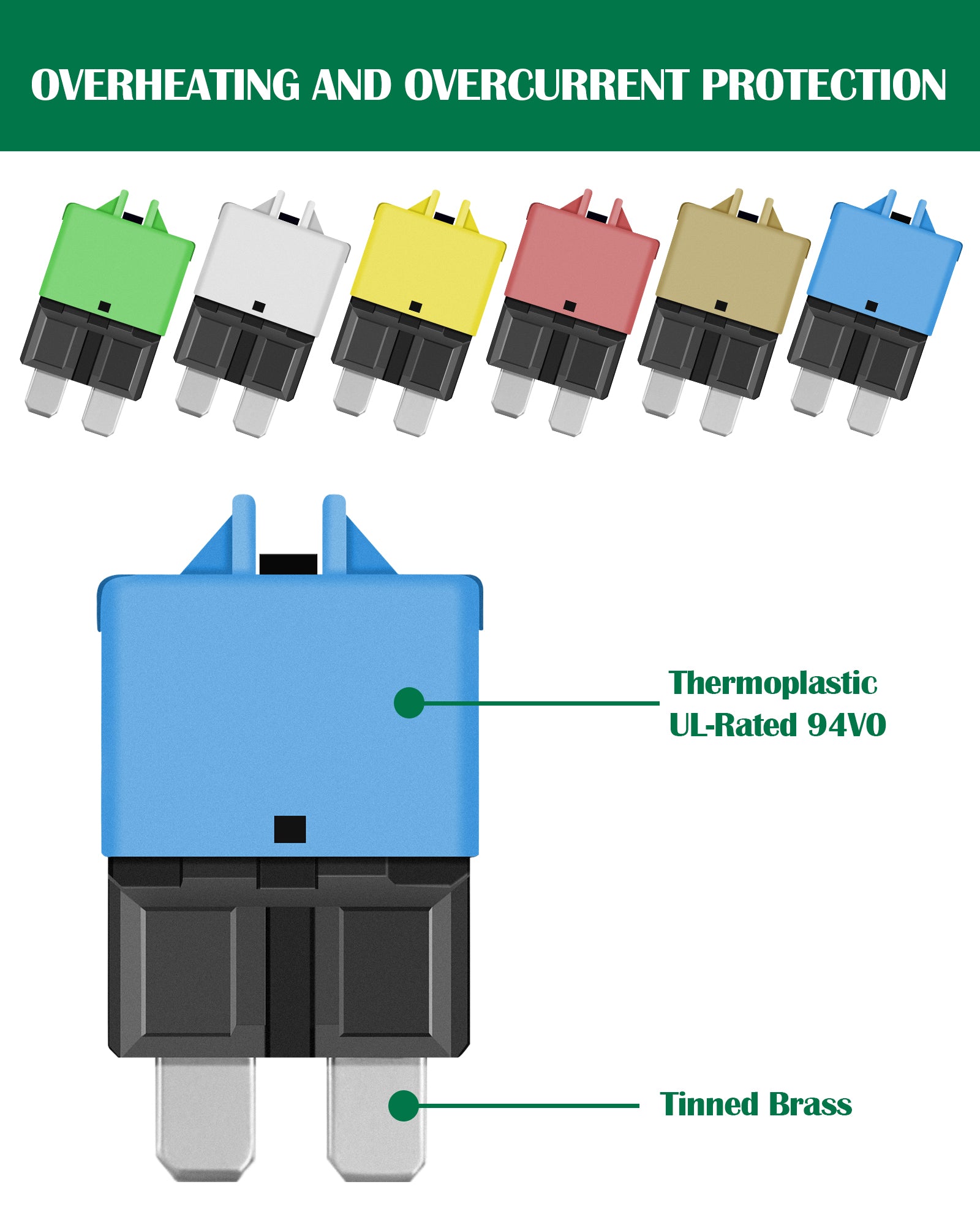 LENKRAD 6 Packs Fuse Circuit Breaker Low Profile ATC/ATO Resettable Fuse 5A 10A 15A 20A 25A 30A (Mixed), 12V-32V - THALASSA