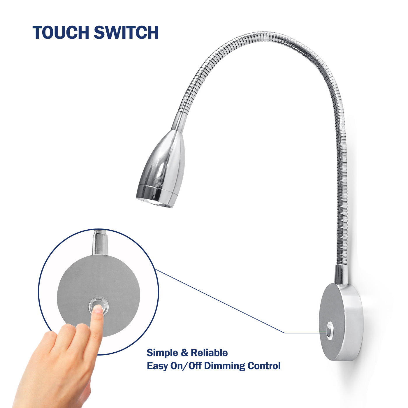 THALASSA 12/24V Touch Adjustable Switch 360° LED Reading Light with/without USB Port for Yacht Ship Villa Hotel - THALASSA