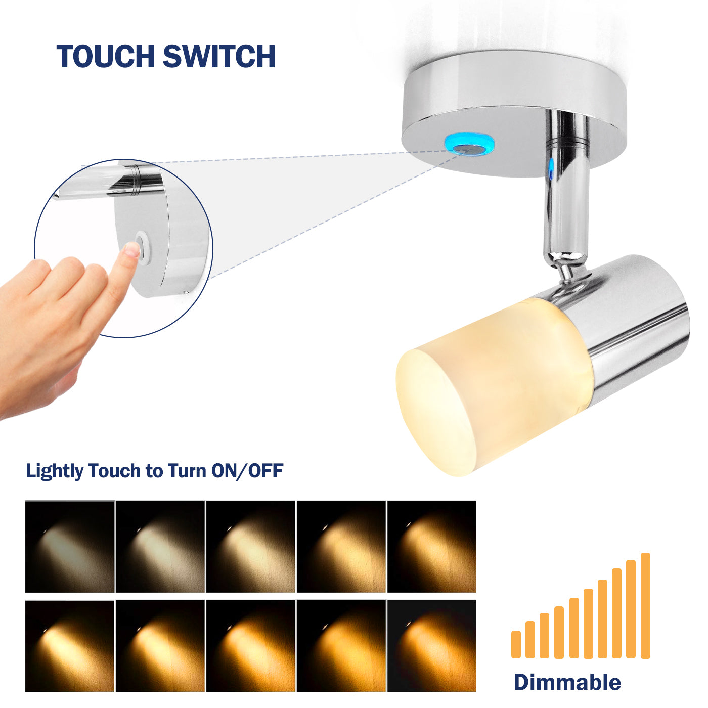 THALASSA 12V Flexible Reading Light Warm White LED with Dimmer Touch for Yacht RV - THALASSA