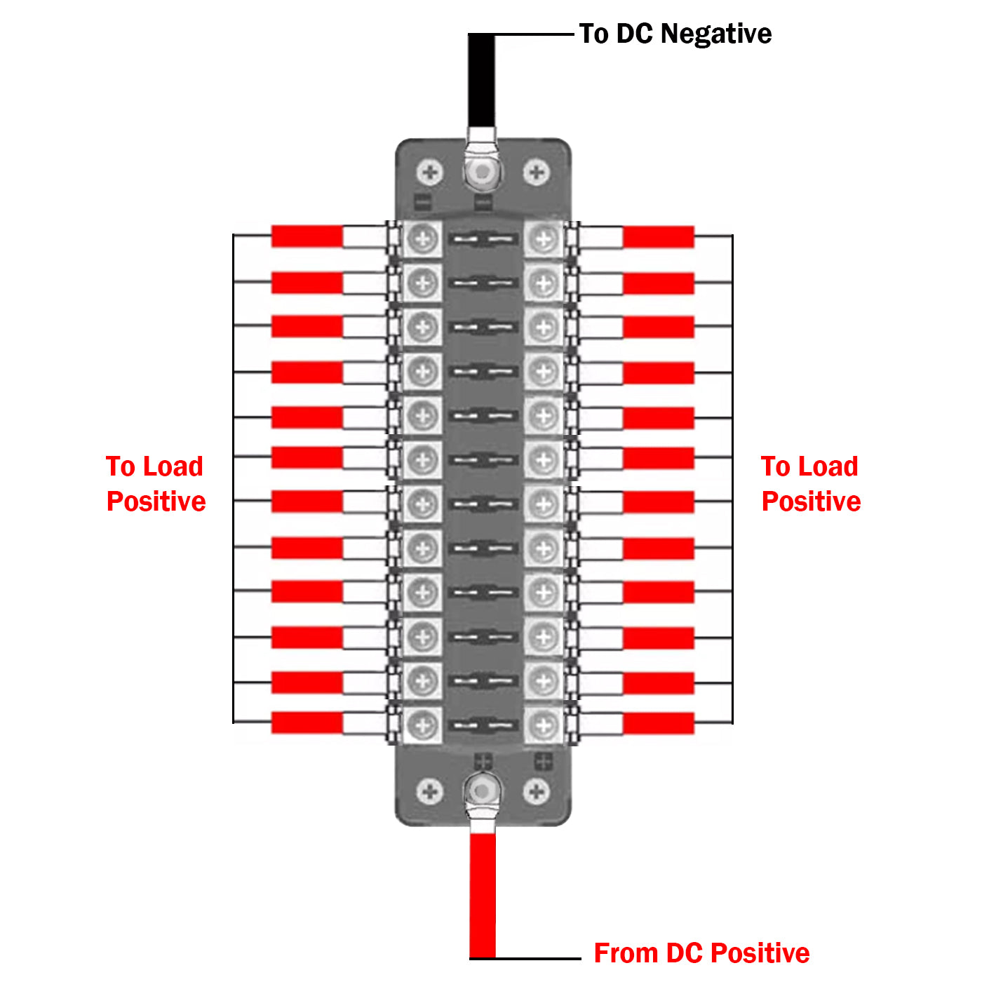 LENKRAD 12 Way Fuse Block Blade Fuse Box with LED Warning Indicator, 12 Circuits ATC/ATO with Negative Bus, Protection Cover, Bolt Connect Terminals, Sticker Labels for Car Marine RV Truck - THALASSA