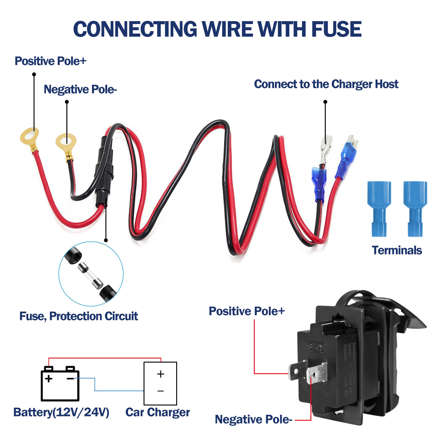 GenuineMarine 4.2A Red/Blue Dual USB Car Charger Universal Rocker