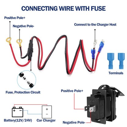 GenuineMarine 4.2A Red/Blue Dual USB Car Charger Universal Rocker Style for Yacht Boat RV - THALASSA