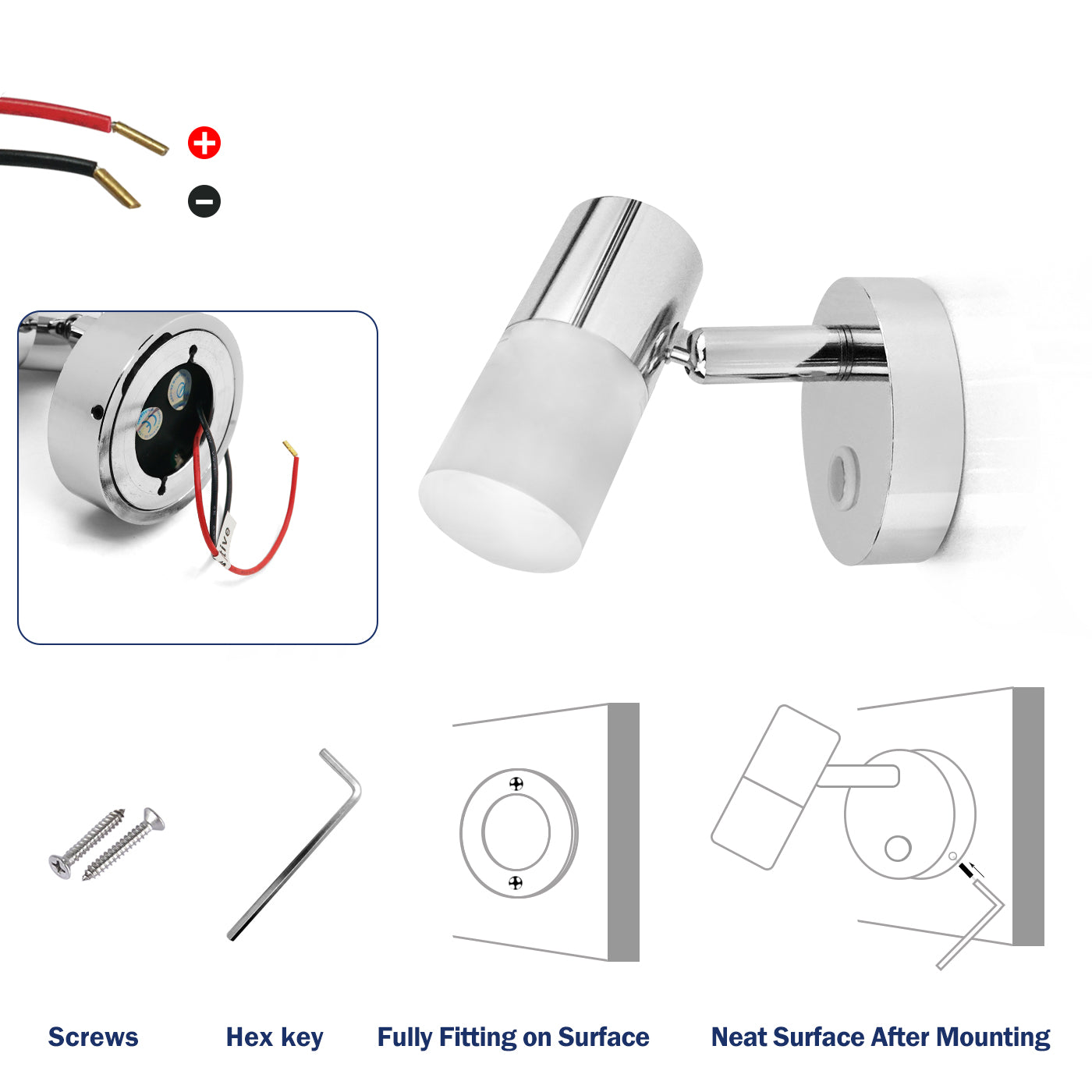 THALASSA 12V Flexible Reading Light Warm White LED with Dimmer Touch for Yacht RV - THALASSA