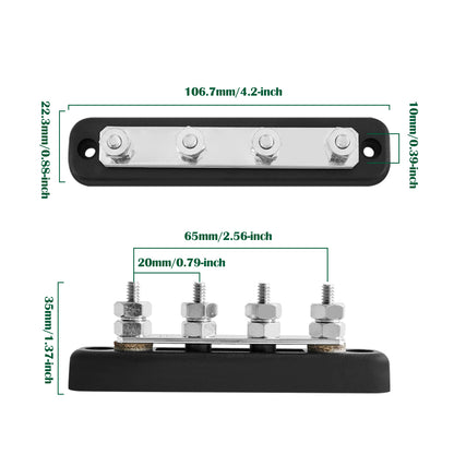 GenuineMarine 4 Point 100A Power Distribution Terminal Bus bar for Yacht Boat - THALASSA