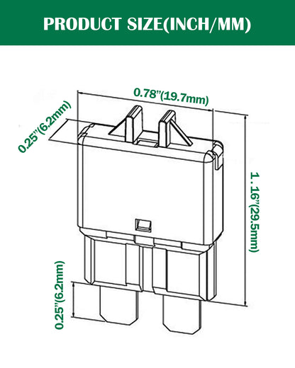 LENKRAD 6 Packs Fuse Circuit Breaker Low Profile ATC/ATO Resettable Fuse 5A 10A 15A 20A 25A 30A (Mixed), 12V-32V - THALASSA